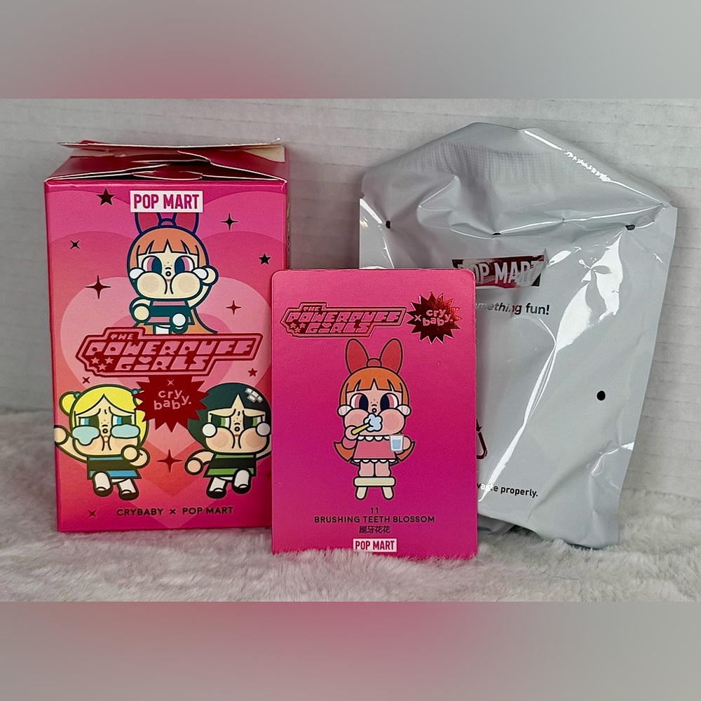 Pop Mart Powerpuff Girls X Crybaby Brushing Teeth Blossom Figure NEW Sealed Bag